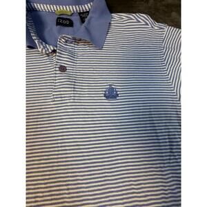 IZOD Polo Shirt Men's Large Blue & White Striped Casual Knit